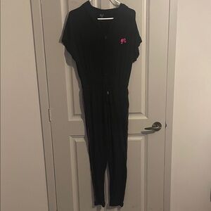 Smash + Tess Black and Barbie Jumpsuit with Pink Accent
